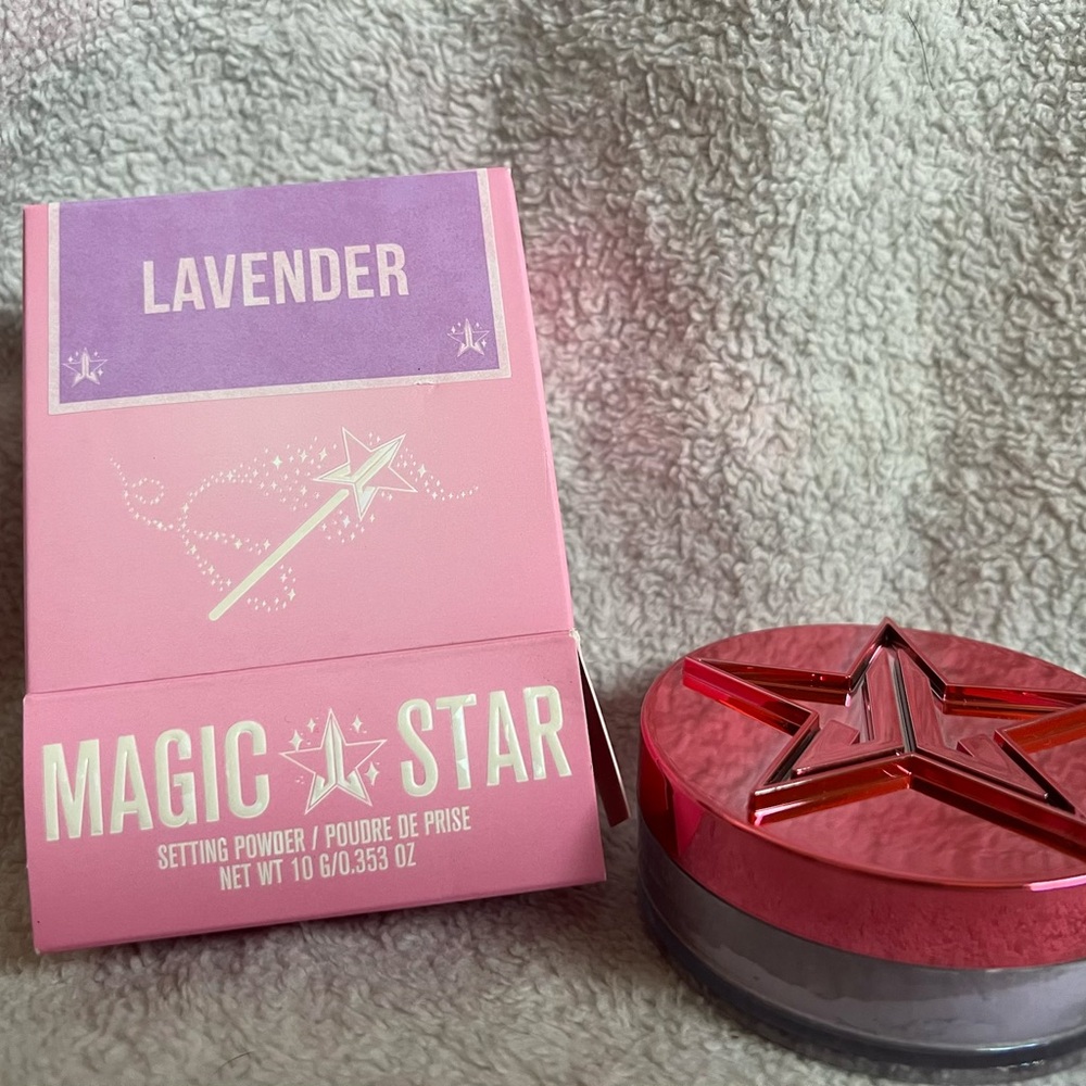 Jeffree Star Magic Star Lavender Setting Powder with Pink and Red Accents